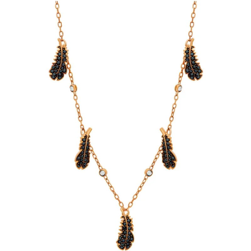 Women's necklaces festive-shimmer-Swarovski Women's Necklace - Naughty Rose Gold Plated and Black Crystal | 5497874