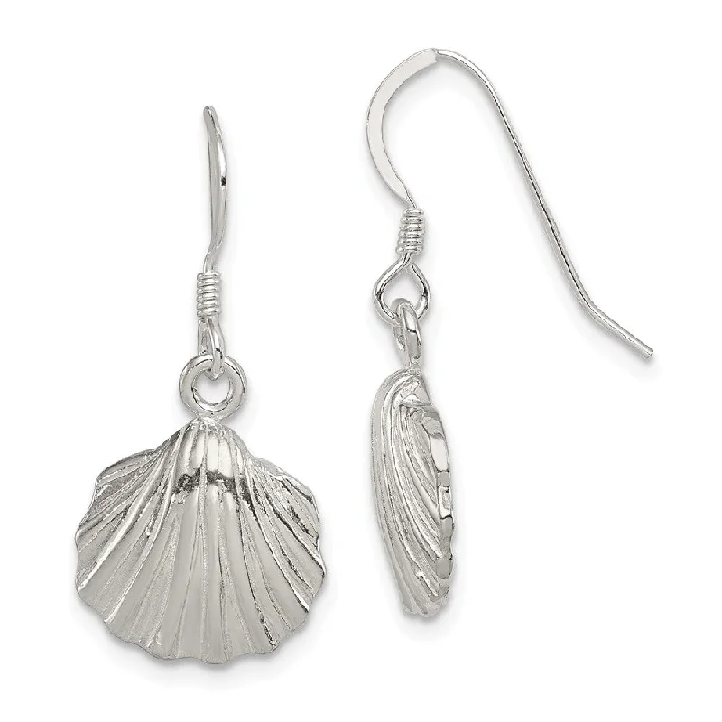 Women's earrings festive-shimmer-12mm Polished Seashell Dangle Earrings in Sterling Silver