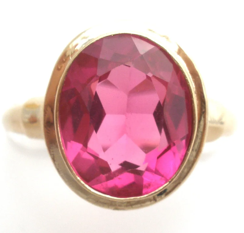 Women's rings futuristic-twist-Vintage Pink 10K Gold Ring Size 5.75