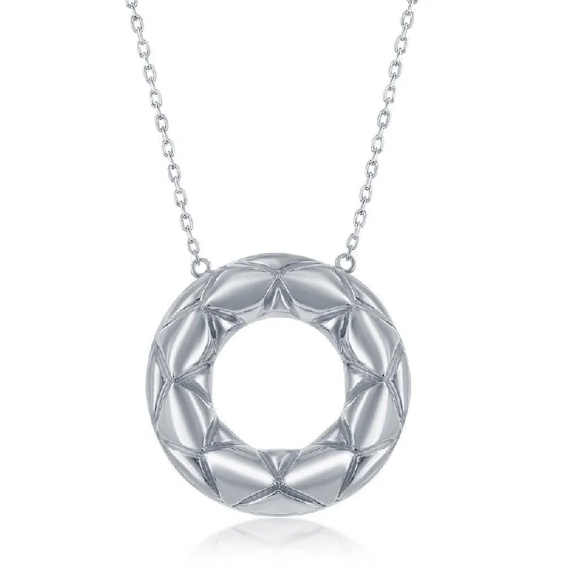 Women's necklaces twisted-vine-Sterling Silver Textured Open Circle Necklace