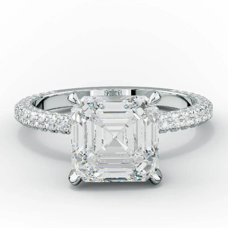 Women's engagement rings vintage-prong-Sofia Asscher Cut Diamond Engagement Ring