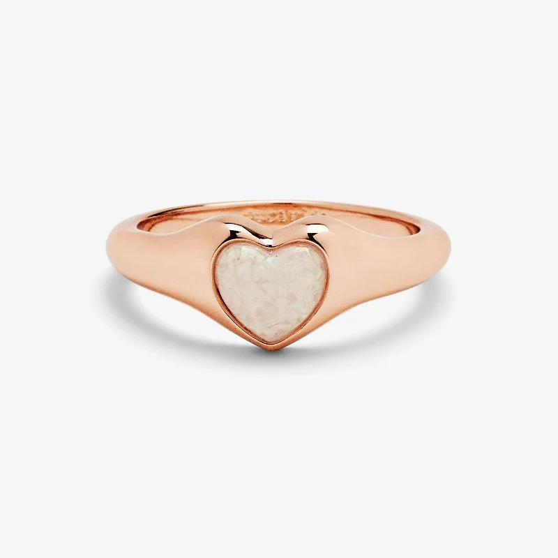 Women's rings radiant-swirl-Stone Heart Signet Ring