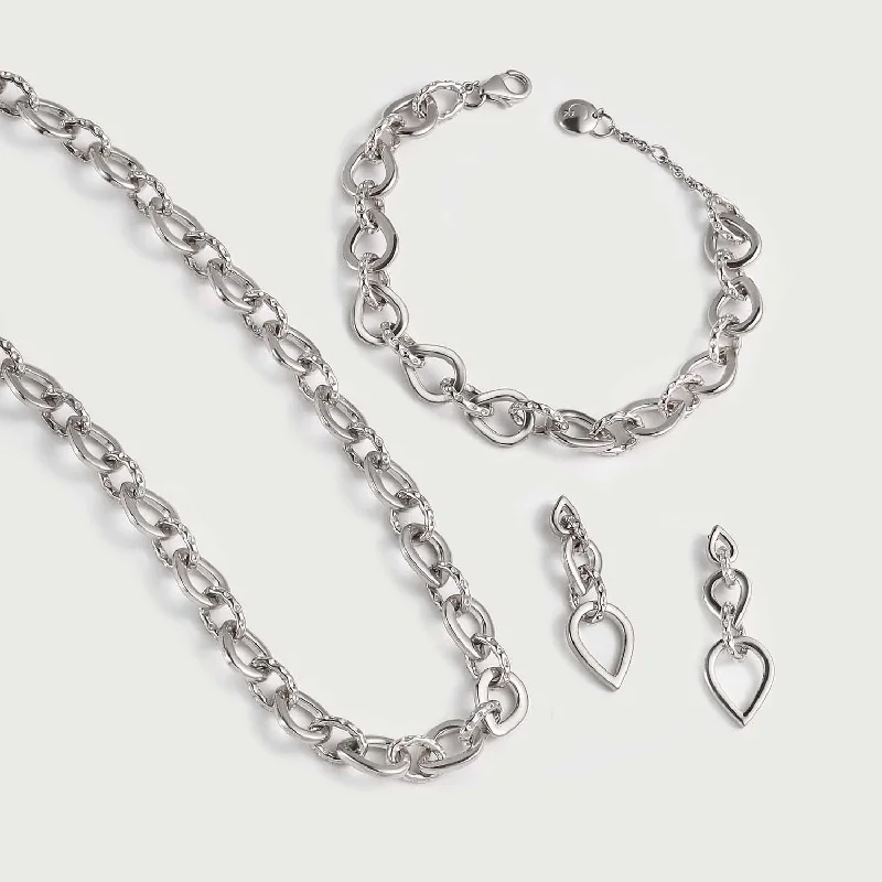 Women's bracelets radiant-cuff-Love Link Necklace + Love Link Bracelet + Love Link Drop Earrings