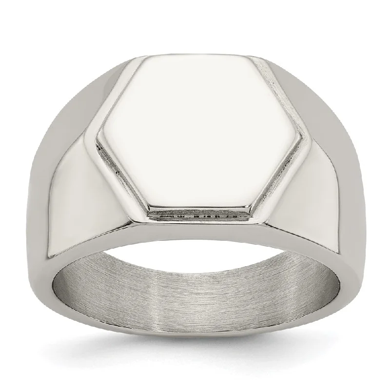 Women's rings eternal-shine-Men's 12.5mm Polished Stainless Steel Tapered Signet Ring