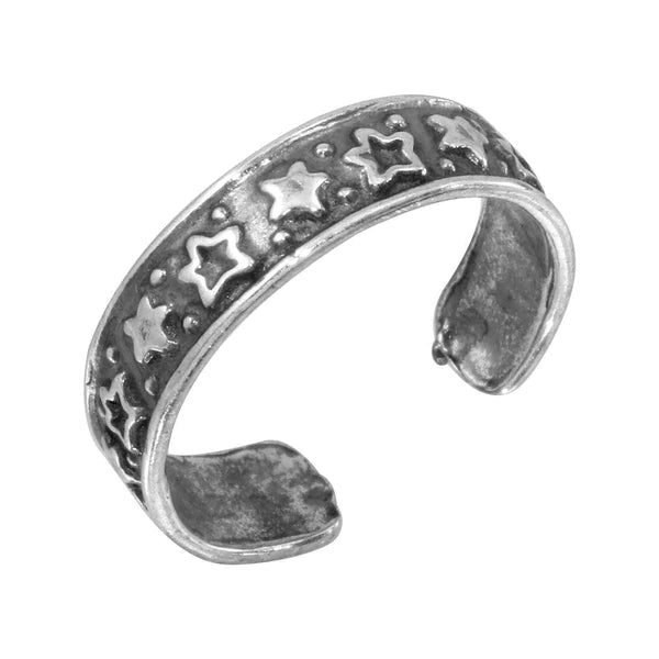 Women's rings hand-carved-Silver 925 Lining Stars Toe Ring