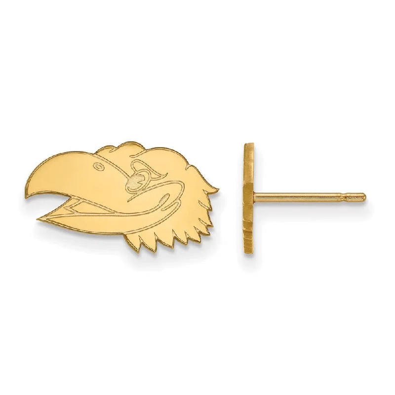 Women's earrings retro-luxe-14k Yellow Gold University of Kansas XS Mascot Head Post Earrings