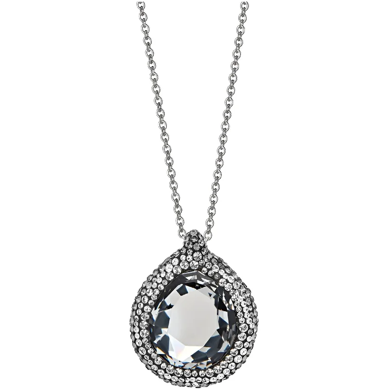 Women's necklaces soft-tone-Swarovski Women's Necklace - Blast Black Quartz and Crystal Pendant, 19 inch | 5069734