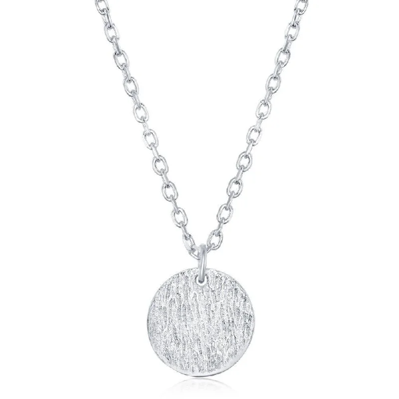 Women's necklaces glowing-zircon-Sterling Silver Disc Design Necklace