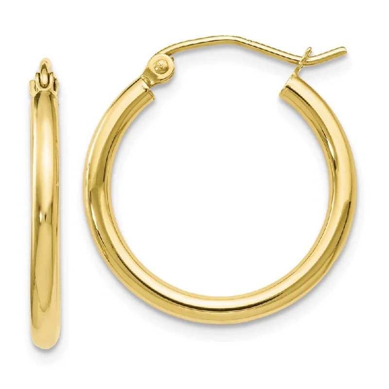 Women's earrings twinkling-bar-2mm Round Hoop Earrings in 10k Yellow Gold, 20mm (3/4 Inch)