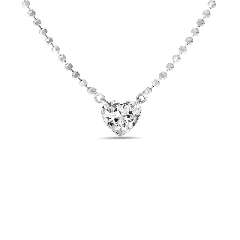 Women's necklaces floral-steel-DASHING DIAMOND HEART SM NECKLACE P10361W-18