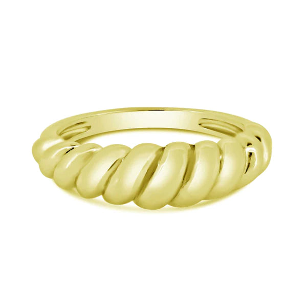 Women's rings velvety-silver-Silver 925 Gold Plated Croissant Design Ring