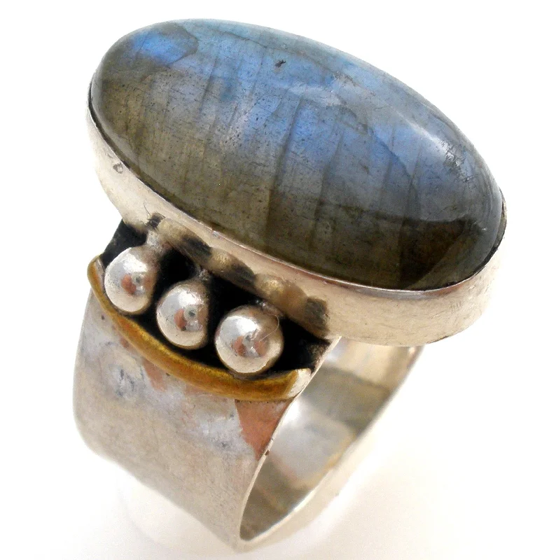 Women's rings radiant-swirl-Labradorite Sterling Silver Size 6 Vintage