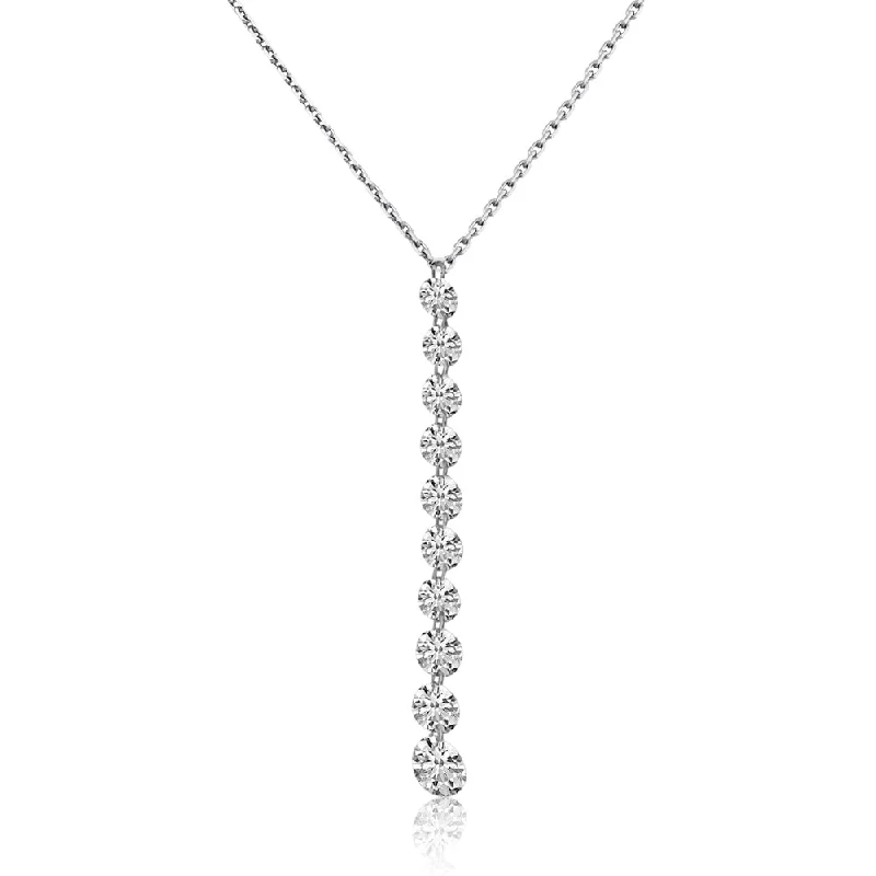 Women's necklaces sturdy-steel-GRADUATED DASHING DIAMONDS NECKLACE P10273w-18