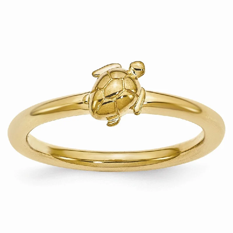 Women's rings soft-twinkle-Gold Tone Plated Sterling Silver Stackable 8mm Sea Turtle Ring