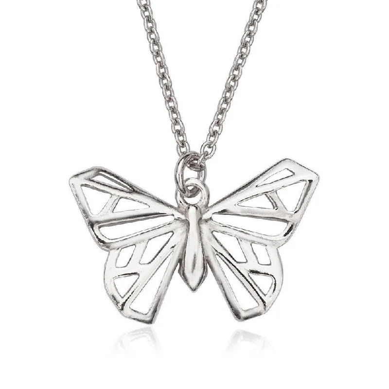 Women's necklaces soft-tone-Sterling Silver Open Origami Butterfly Necklace