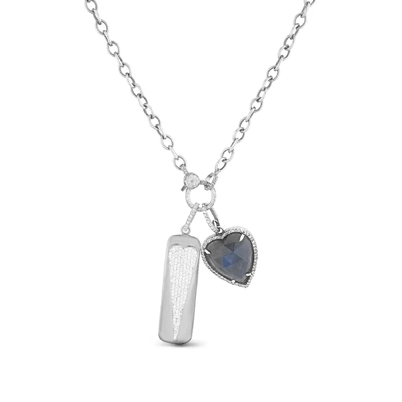 Women's necklaces glowing-charm-Love and Labradorite Heart Necklace  N0002472