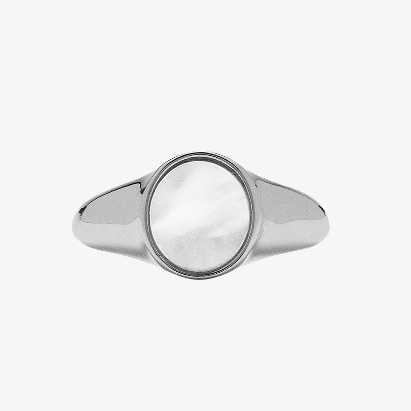 Women's rings wispy-charm-Mother of Pearl Signet Ring