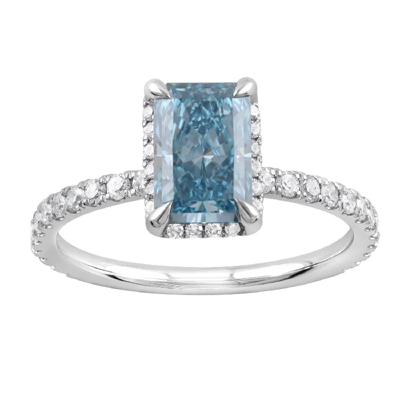 Women's engagement rings luminous-spark-Signature EcoLove 2 CTW Fancy Blue Lab Grown Diamond Engagement Ring in 14KT White Gold