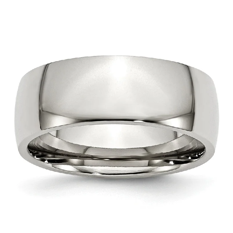 Women's rings delicate-zircon-Stainless Steel Domed 8mm Polished Comfort Fit Band