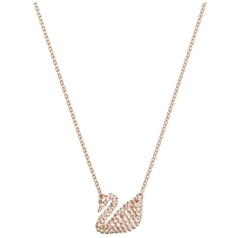 Women's necklaces ornate-drop-Swarovski Women's Necklace - Iconic Swan Crystal Rose Gold Plated | 5368988