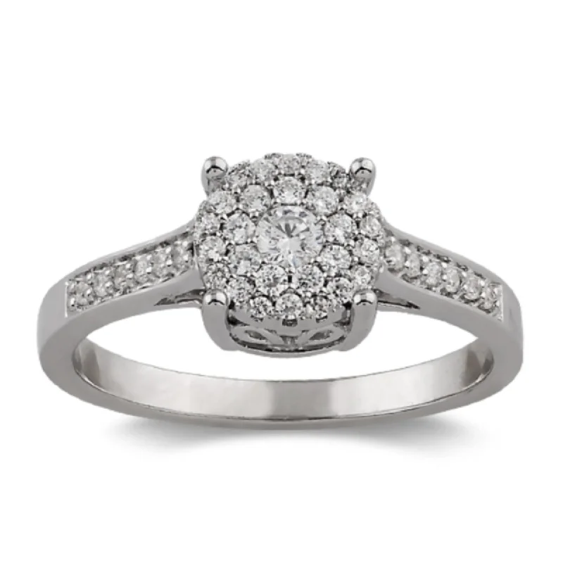 Women's engagement rings twinkling-accent-1/3 CTW Diamond Engagement Ring in 10KT White Gold