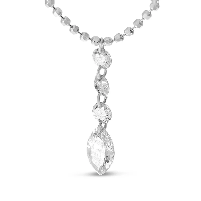 Women's necklaces peachy-charm-DASHING DIAMONDS ROUND /MARQUIS DANGLE NECKLACE P10371W-18