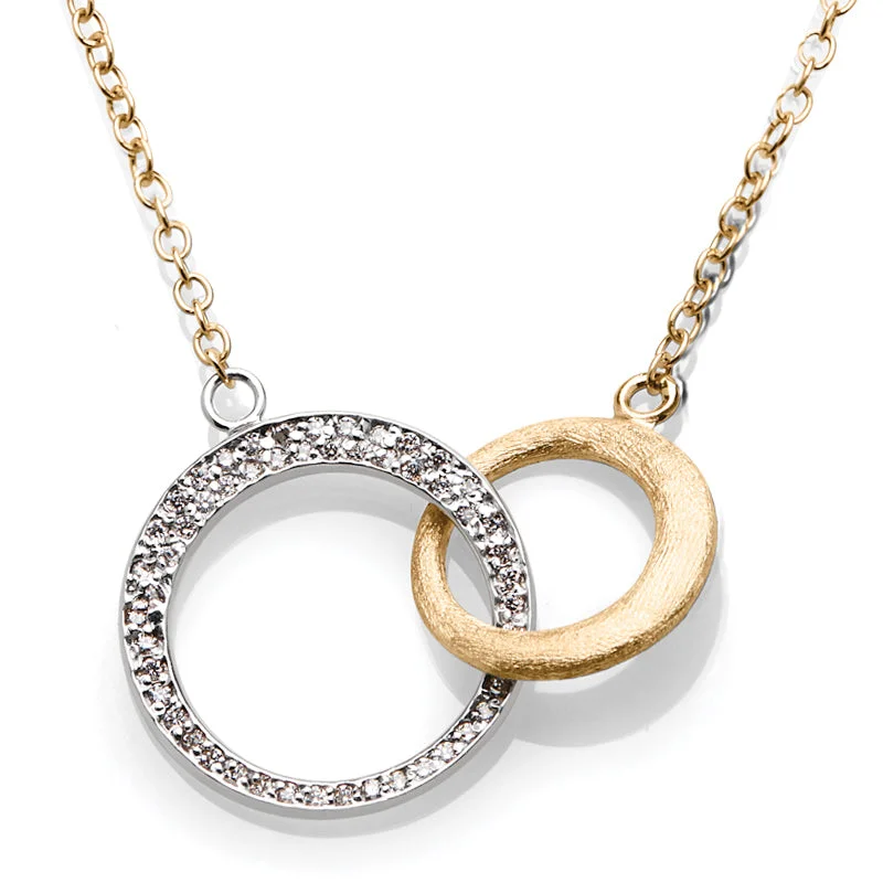 Women's necklaces cherished-piece-14K White and Gold Circle Diamond Necklace