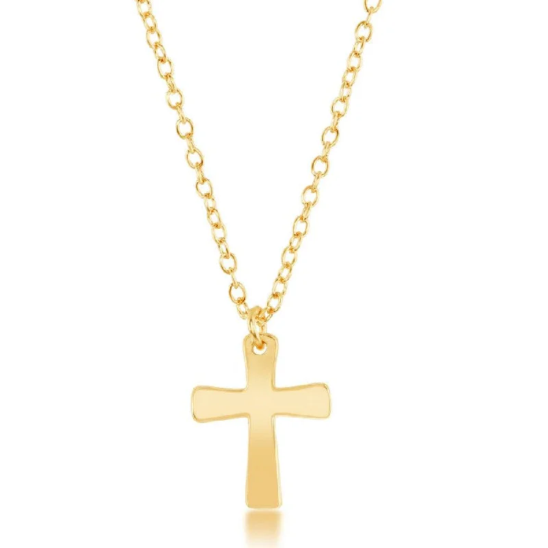 Women's necklaces aqua-marine-Sterling Silver Gold Plated Cross Design Necklace