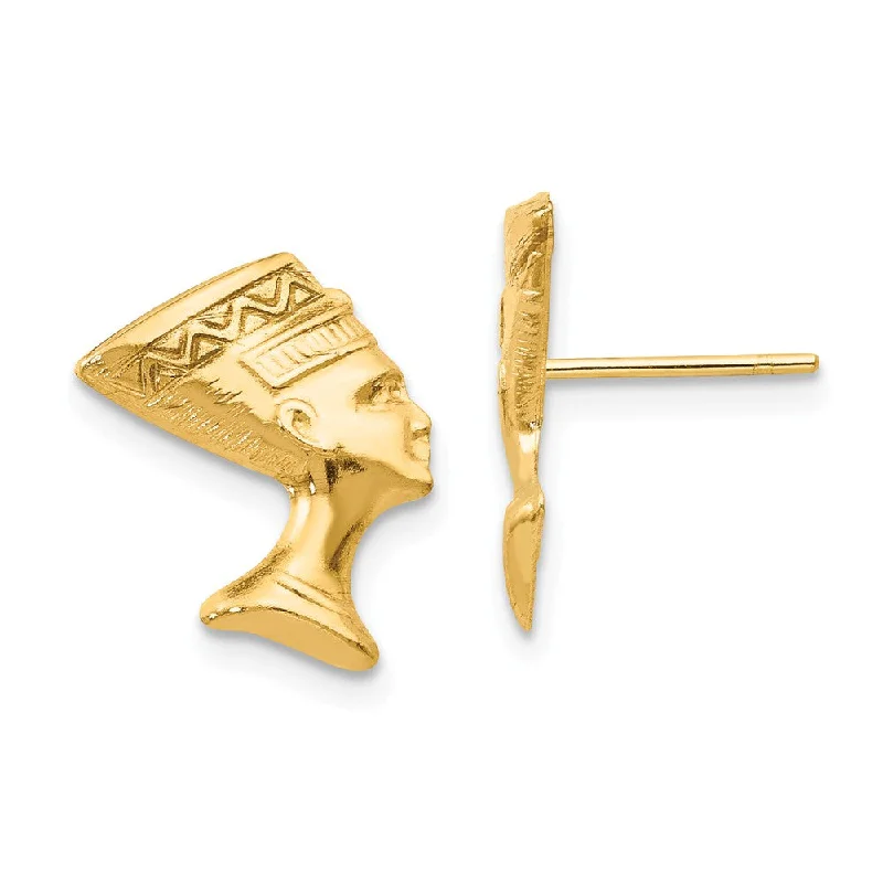 Women's earrings playful-luxe-Polished Nefertiti Post Earrings in 14k Yellow Gold