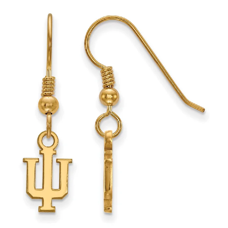 Women's earrings subtle-twist-14k Gold Plated Silver Indiana Univ. XS (Tiny) Dangle Earrings