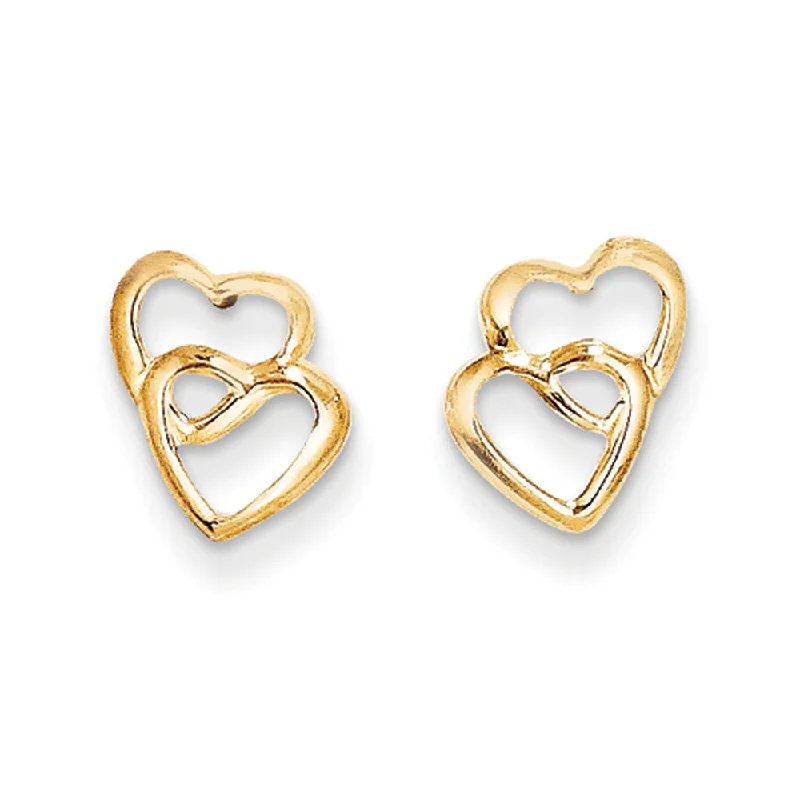 Women's earrings glowing-charm-Kids Polished Open Hearts Post Earrings in 14k Yellow Gold