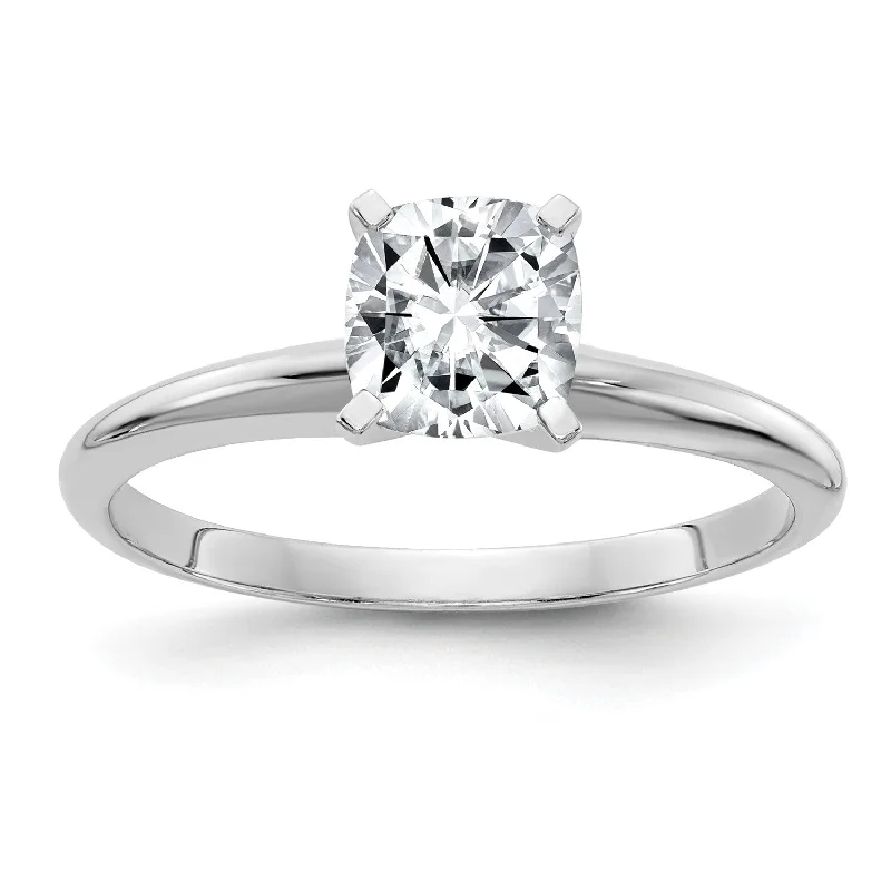 Women's engagement rings chic-titanium-6MM Cushion Moissanite Solitaire Engagement Ring in 14KT White Gold; Size 7