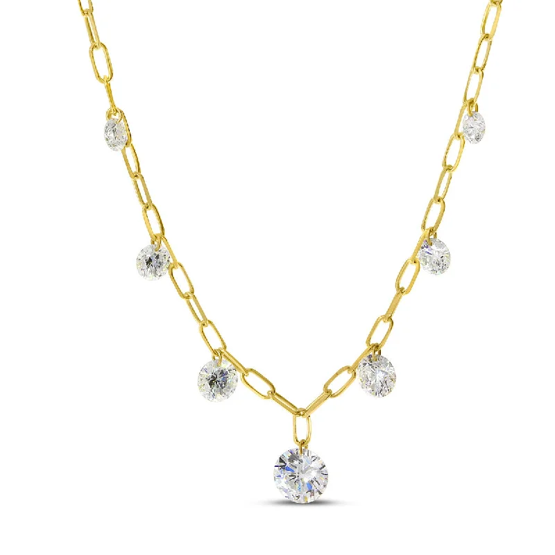 Women's necklaces radiant-link-DASHING DIAMOND GRADUATED LINK CHAIN NECKLACE P10373-18