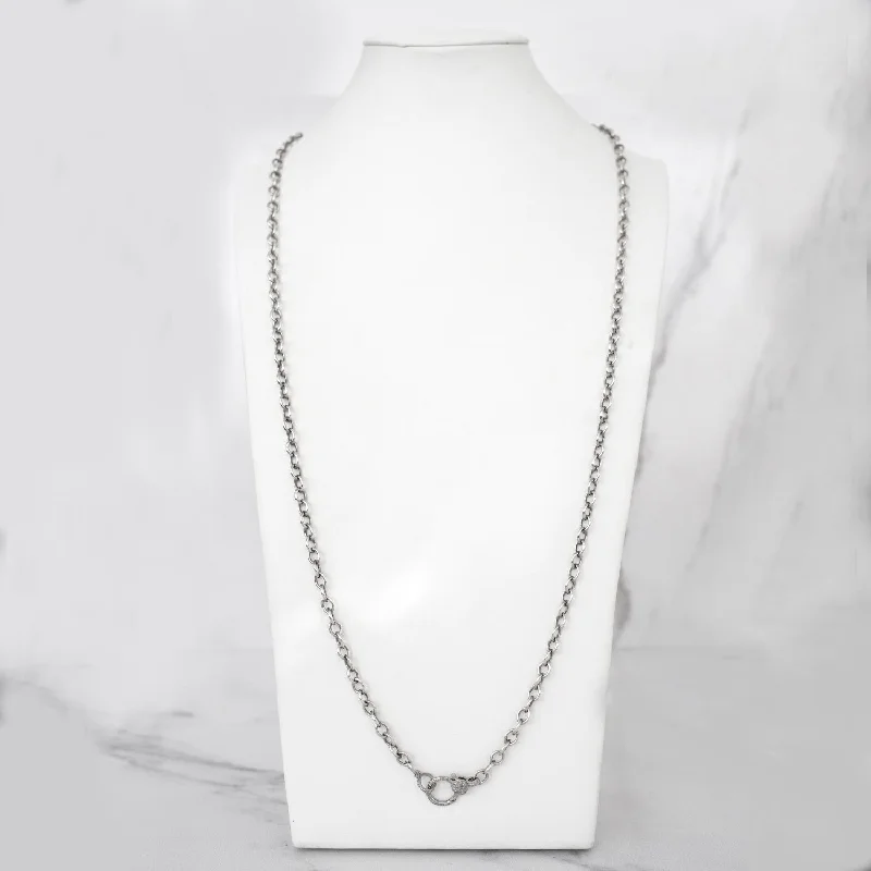 Women's necklaces night-gem-Long Link Chain Necklace with Diamond Claw Clasp NB000003