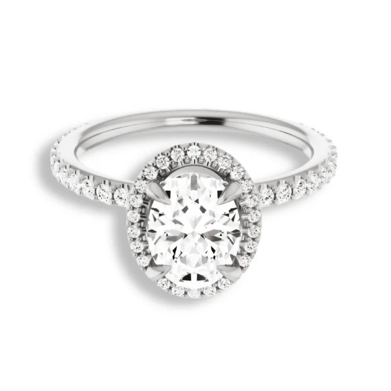 Women's engagement rings vintage-glow-Oval Cut Diamond Halo Engagement Ring