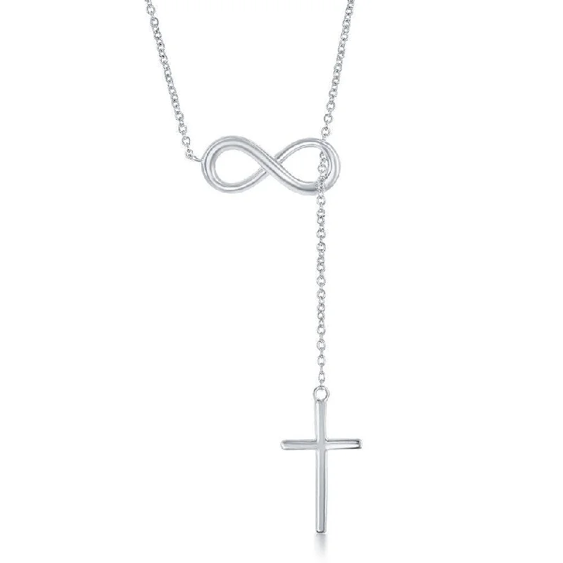 Women's necklaces rare-zircon-Sterling Silver Infinity and Cross Necklace