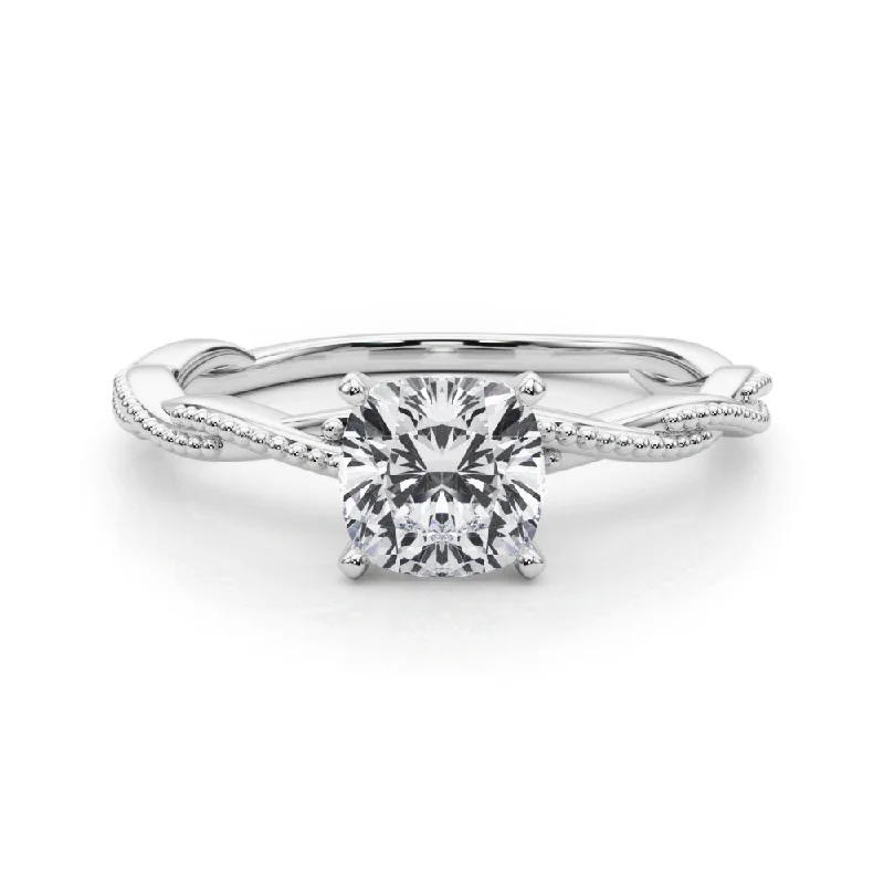 Women's engagement rings ornate-shimmer-Anastasia Twisted Vine Cushion Diamond Solitaire Engagement Ring