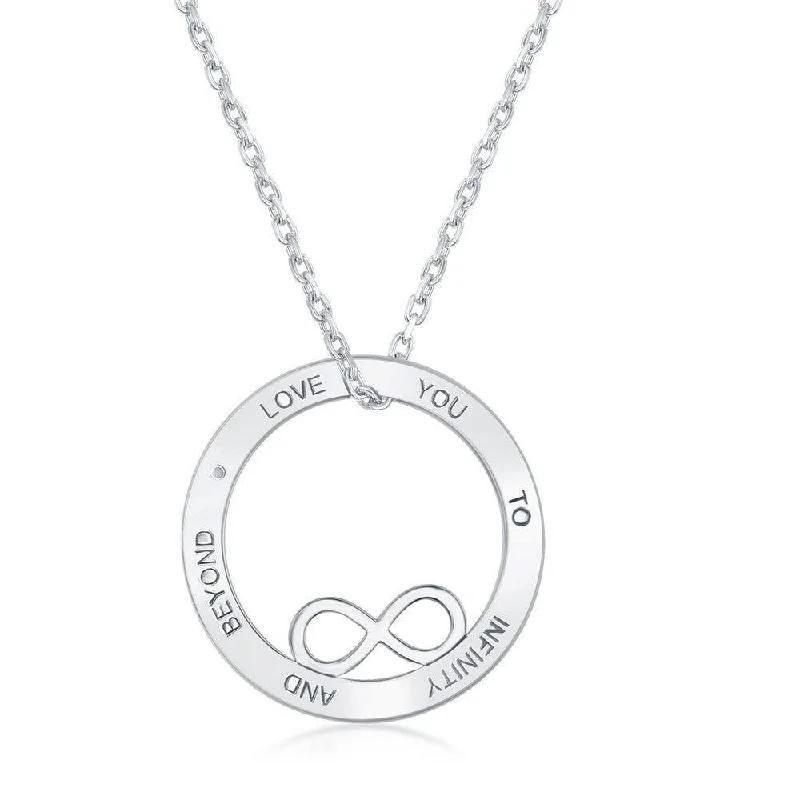 Women's necklaces night-luxe-Sterling Silver Open Circle with Infinity Necklace