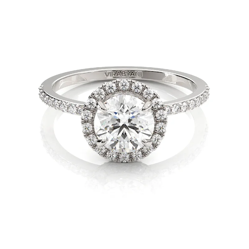 Women's engagement rings heirloom-bezel-Valentina Round Diamond Halo Engagement Ring