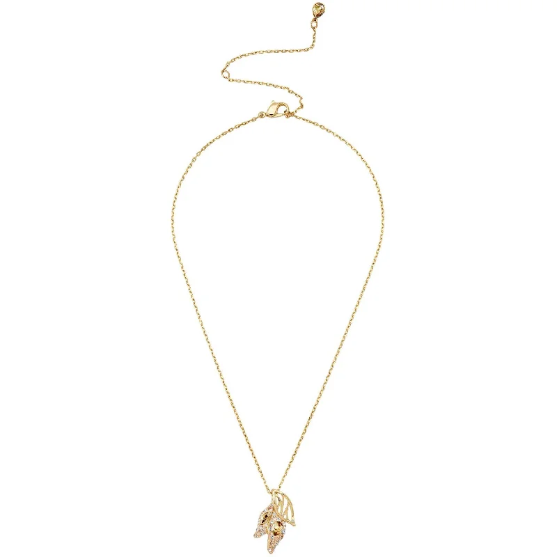 Women's necklaces bold-zircon-Swarovski Women's Pendant Necklace - Graceful Bloom Yellow Gold Tone Leaves | 5511813