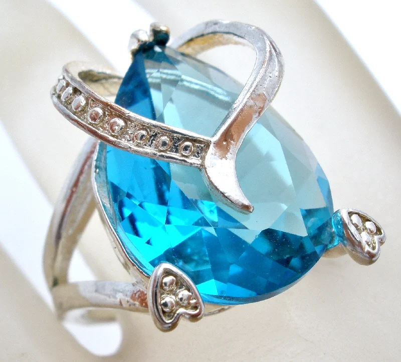 Women's rings celestial-chic-Blue Topaz CZ Heart Ring Sterling Silver