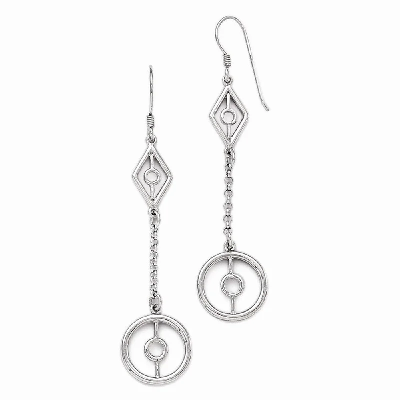 Women's earrings starry-Long Geometric Chain Dangle Earrings in Sterling Silver