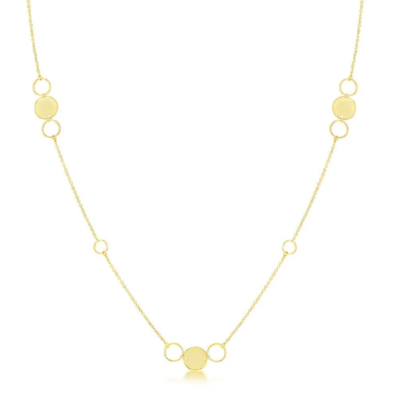 Women's necklaces blush-link-Sterling Silver Gold Plated Polished Open Disc Necklace