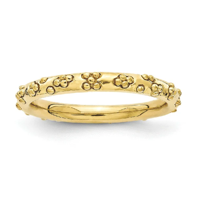 Women's rings ornate-shine-2.5mm Gold Tone Plated Sterling Silver Stackable Textured Band