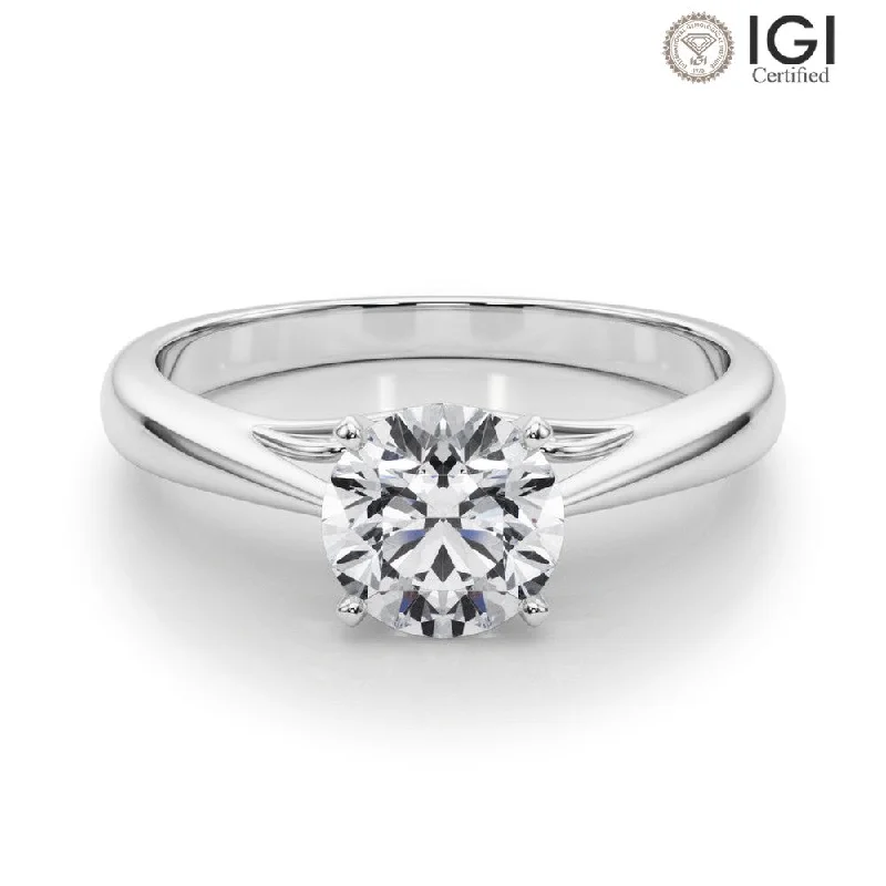 Women's engagement rings radiant-carve-Katerina Round Lab Grown Diamond Solitaire Engagement Ring IGI Certified