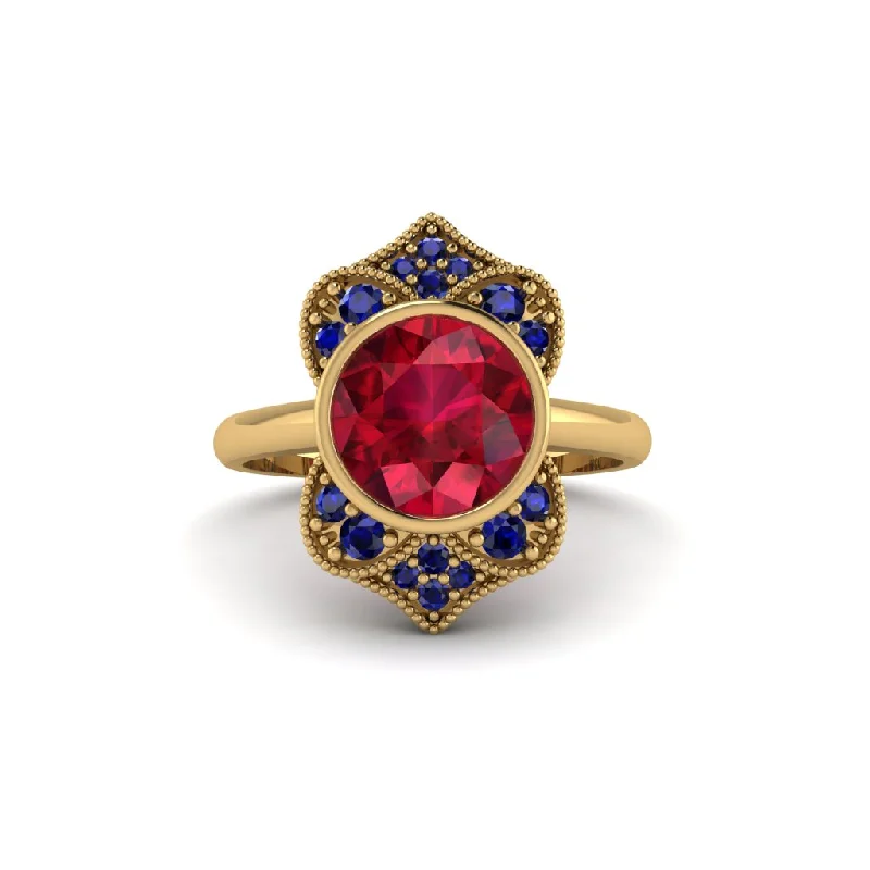 Women's engagement rings four-stone-Ruby Bezel Vintage-Inspired Engagement Ring - Olive No. 70