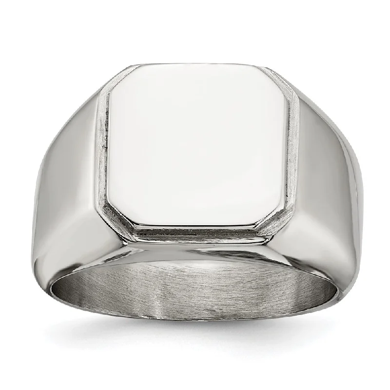 Women's rings luxe-titanium-Men's 12.5mm Stainless Steel Polished Signet Tapered Fit Ring