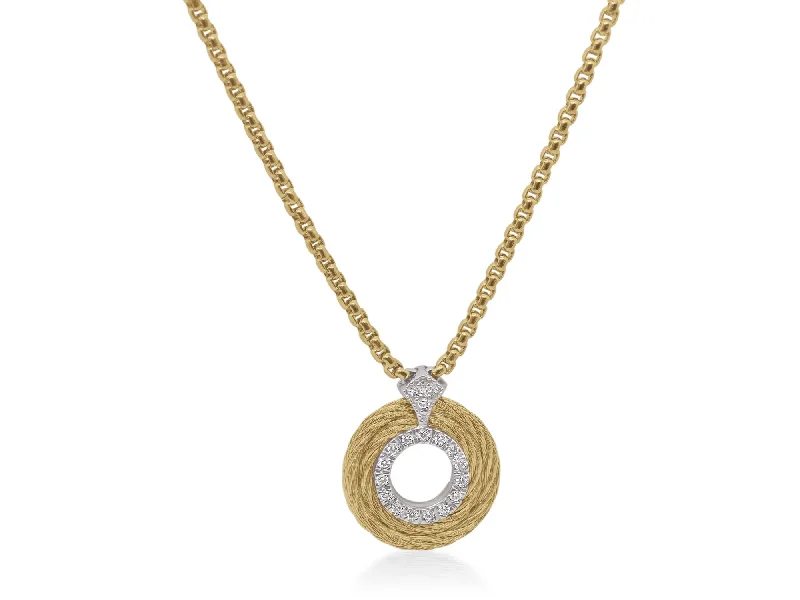 Women's necklaces chunky-steel-ALOR Yellow Chain & Cable Round Necklace with 14kt Gold & Diamonds