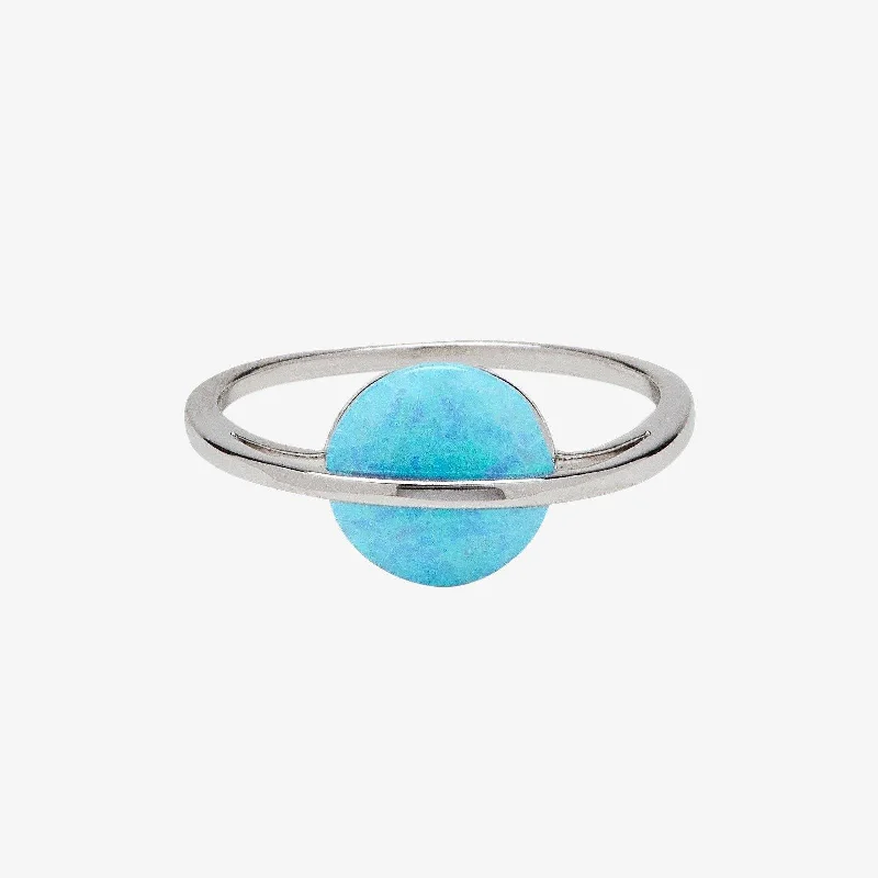 Women's rings sculpted-chic-Opal Saturn Ring