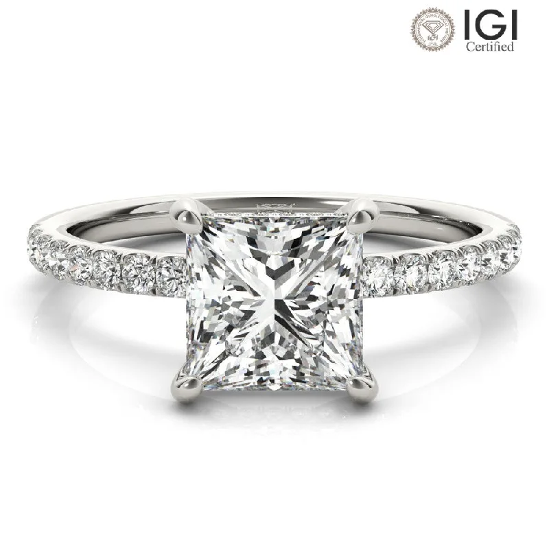 Women's engagement rings retro-glam-Noa Princess Lab Grown Diamond Solitaire Engagement Ring IGI Certified